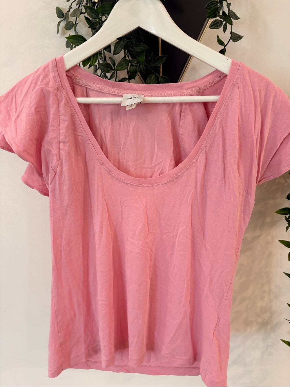 Maeve Pink Scoop Neck Short Sleeve Tee
